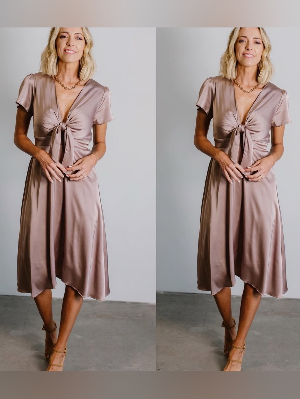 Baltic Born Autumn 🍂 Orchid Silky Tie-Front Midi Dress